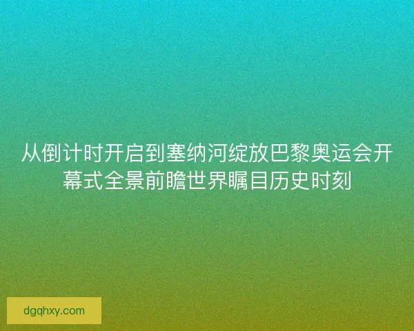从倒计时开启到塞纳河绽放巴黎奥运会开幕式全景前瞻世界瞩目历史时刻