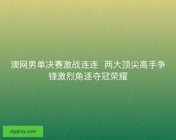 澳网男单决赛激战连连 两大顶尖高手争锋激烈角逐夺冠荣耀 澳网男单决赛激战连连 两大顶尖高手争锋激烈角逐夺冠荣耀